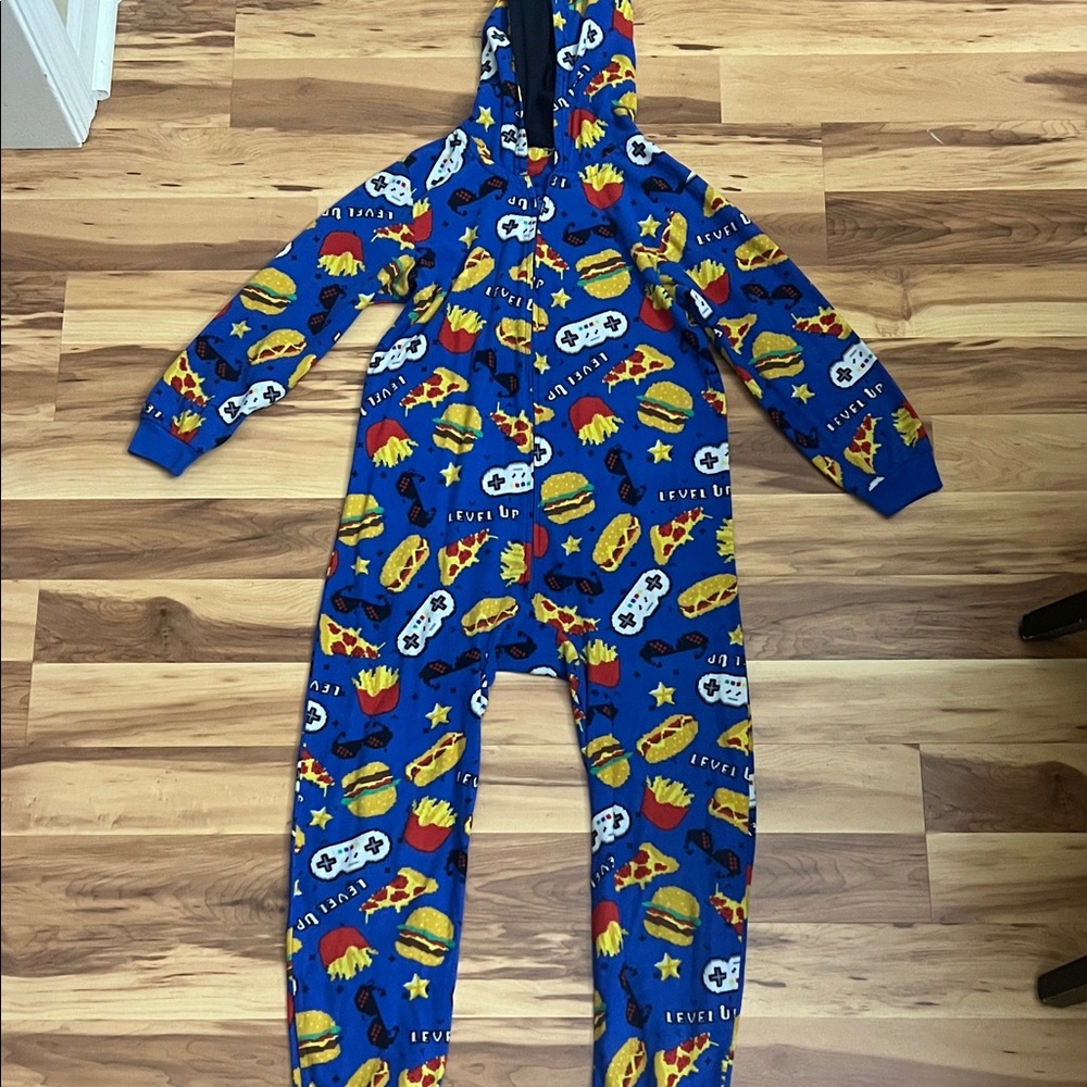 Kids Blue Gaming Print Footie